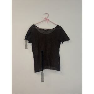 VTG 90s whimsigoth fairycore deep brown Metallic top‎ blouse sz Lg Made In Italy